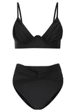 High Tide Black High Waisted Twist Front Bikini Bottoms