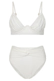 High Tide White High Waisted Twist Front Bikini Bottoms