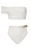 Dusk White Draped Bandeau Bikini Top