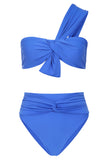 High Tide Blue High Waisted Twist Front Bikini Bottoms