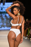 High Tide White High Waisted Twist Front Bikini Bottoms