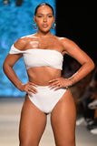 Dusk White Draped Bandeau Bikini Top