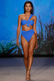 High Tide Blue High Waisted Twist Front Bikini Bottoms