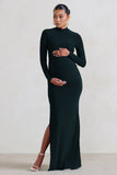 Alejandra Black Maternity Long Sleeve High Neck Maxi Dress