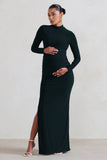 Alejandra Black Maternity Long Sleeve High Neck Maxi Dress