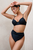 High Tide Black High Waisted Twist Front Bikini Bottoms