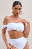 Dusk White Draped Bandeau Bikini Top