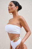 Dusk White Draped Bandeau Bikini Top