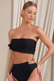 Dusk Black Draped Bandeau Bikini Top