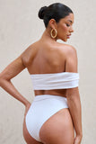 Dusk White Draped Bandeau Bikini Top