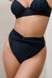 High Tide Black High Waisted Twist Front Bikini Bottoms