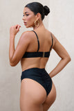 High Tide Black High Waisted Twist Front Bikini Bottoms
