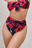High Tide Multi Print High Waisted Twist Front Bikini Bottoms