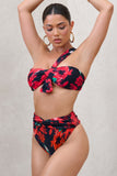 High Tide Multi Print High Waisted Twist Front Bikini Bottoms