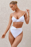 High Tide White High Waisted Twist Front Bikini Bottoms