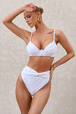 High Tide White High Waisted Twist Front Bikini Bottoms