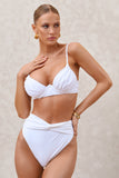 High Tide White High Waisted Twist Front Bikini Bottoms