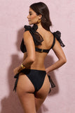 Adrift Black Organza Bikini Bottoms With Bows