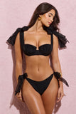Adrift Black Organza Bikini Bottoms With Bows