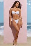Fortune White Pleated Chain Bikini Bottoms