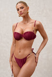 Fortune Burgundy Pleated Chain Bikini Bottoms