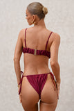 Fortune Burgundy Pleated Chain Bikini Bottoms