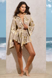 From Ashes Gold Metallic Tie Waist Shorts
