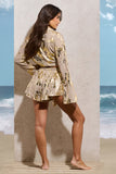 From Ashes Gold Metallic Tie Waist Shorts