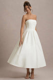 Annalise Ecru Bandeau Skater Midi Dress