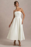 Annalise Ecru Bandeau Skater Midi Dress