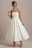 Annalise Ecru Bandeau Skater Midi Dress