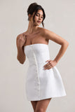 Anniston White Bandeau Tailored Buttoned Mini Dress