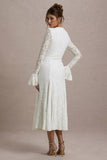 For Life Cream Lace Long-Sleeve Midi Dress
