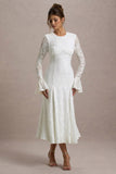 For Life Cream Lace Long-Sleeve Midi Dress