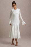 For Life Cream Lace Long-Sleeve Midi Dress