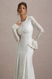 For Life Cream Lace Long-Sleeve Midi Dress