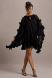 Arlington Black Lace Cape-Sleeve Mini Dress