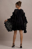 Arlington Black Lace Cape-Sleeve Mini Dress