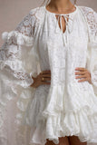 Arlington White Lace Cape-Sleeve Mini Dress