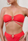 Freyr Red Bandeau Bikini Top