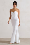 Idyllic Cream Strapless Corset Style Fishtail Maxi Dress