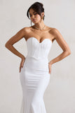 Idyllic Cream Strapless Corset Style Fishtail Maxi Dress