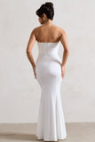 Idyllic Cream Strapless Corset Style Fishtail Maxi Dress