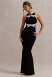Aurelie Black Cut-Out Maxi Dress With Bows