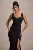 Ashburn Black Strappy Sweetheart Split Maxi Dress
