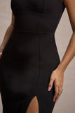 Ashburn Black Strappy Sweetheart Split Maxi Dress