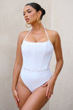 After Sun White Corset Halter Swimsuit