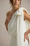 Alice Cream Asymmetric Bow Shoulder Jumpsuit With Drape