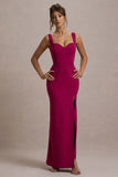Ashburn Mulberry Strappy Sweetheart Split Maxi Dress