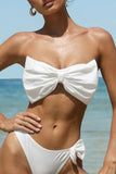 Lysandra White Strapless Bow Bikini Top